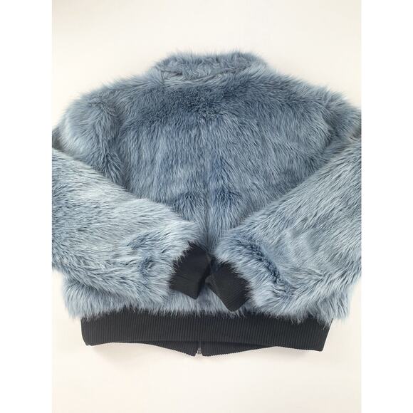 Express X Negin Mirsalehi Faux Fur Bomber Jacket Women’s Medium Blue - Picture 7 of 8